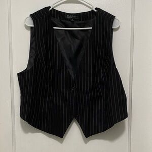 Eloquii Black Pinstripe Vest